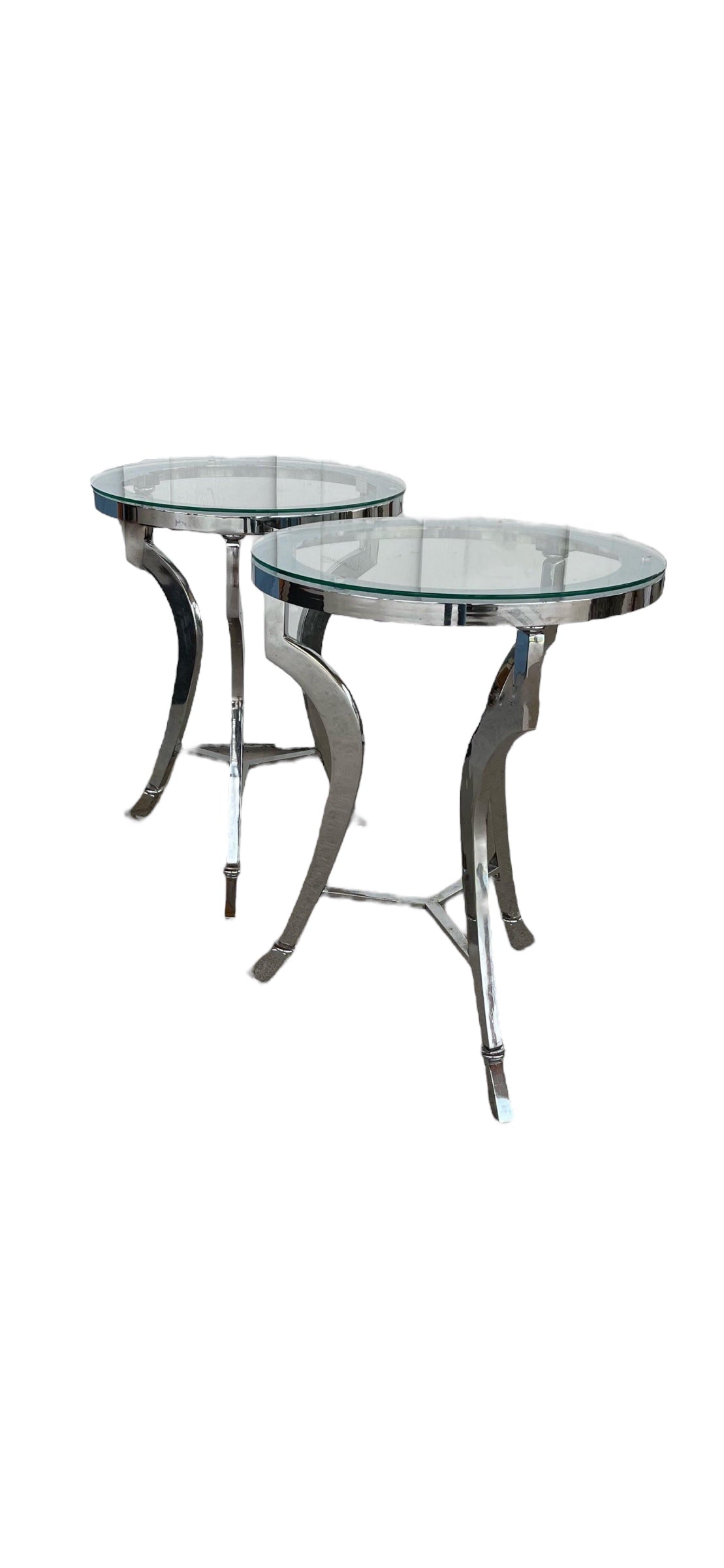 Langham Hotel Chrome and Glass Side Tables