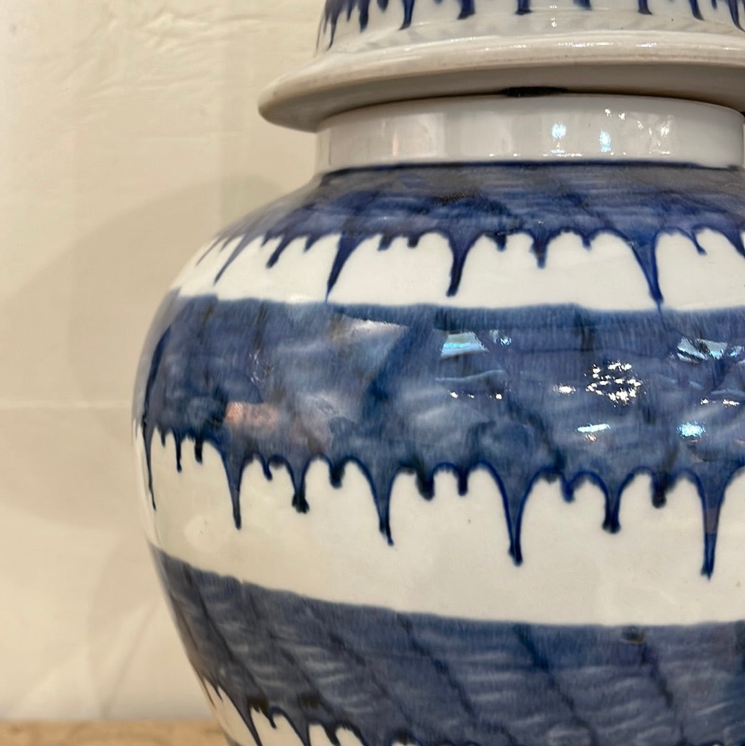 Lamp Blue and White Stripe with Shade