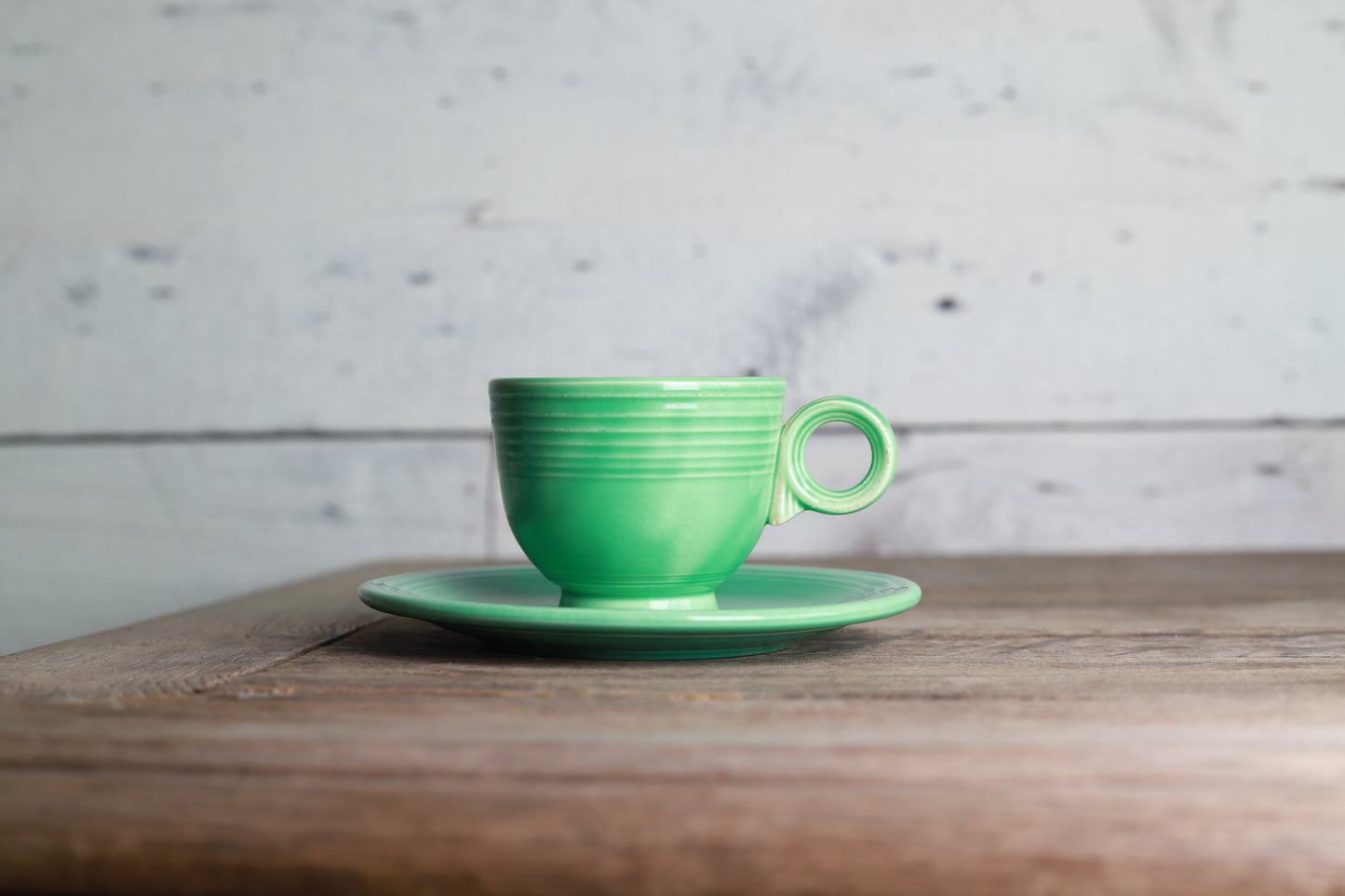 Vintage Fiestaware Fiesta HLC Ring Handle Cup & Saucer in light green