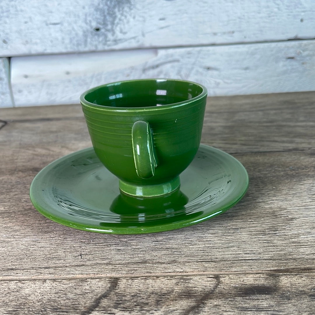 Forest Green Fiesta Ware Cup and Saucer