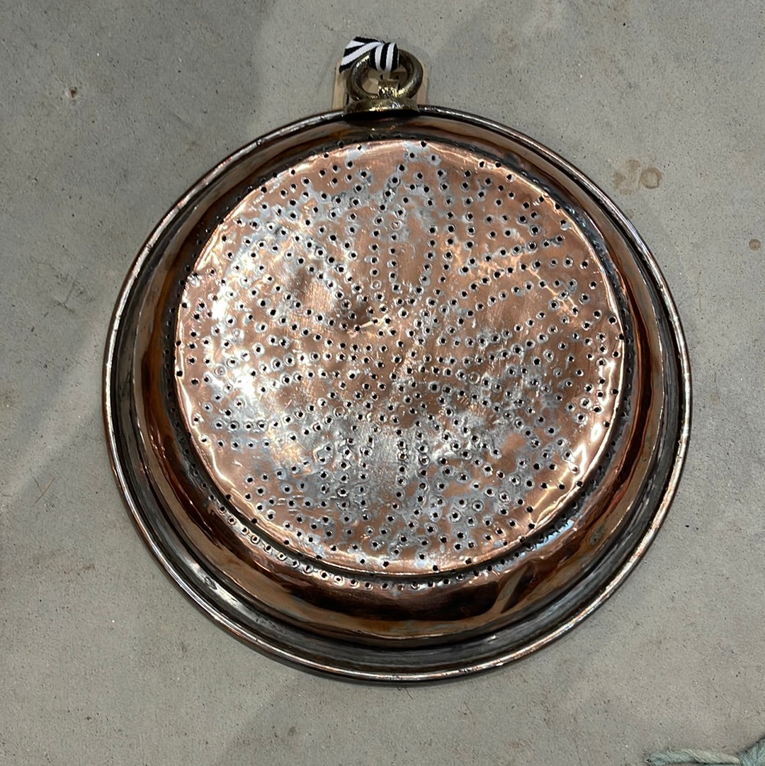 12” Vintage Copper Sieve Colander Passoire