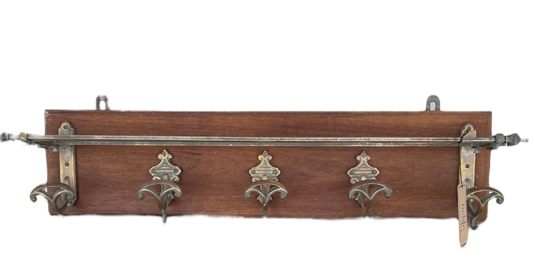 Wood and Brass Coat Rack 1900