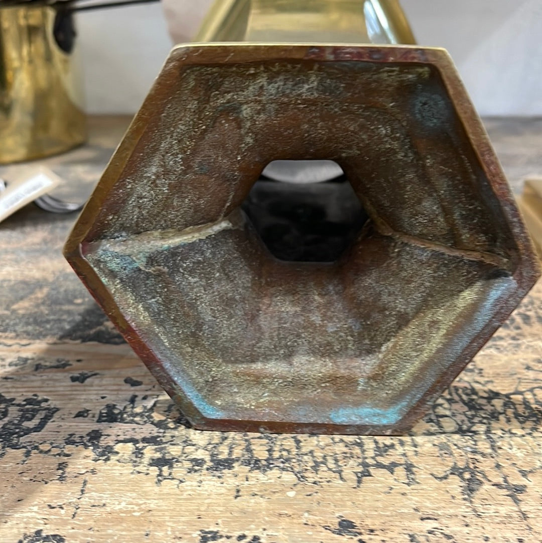Heavy Brass Religious Vase - 10"
