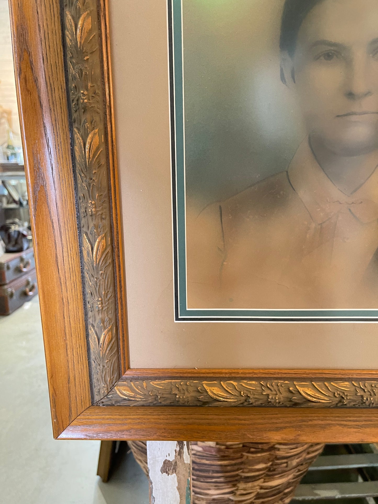 Charcoal and Pastel Husband and Wife Framed 19th Century Artwork
