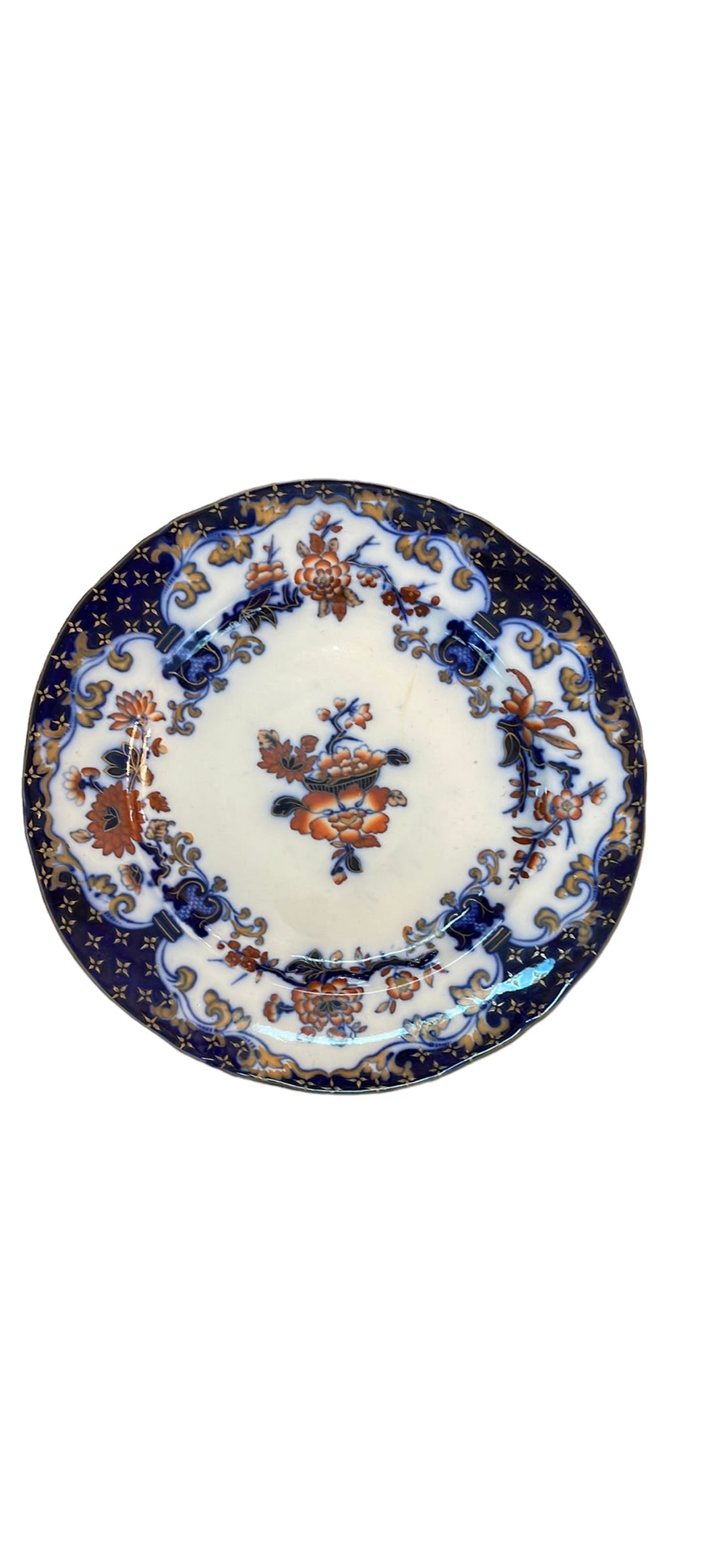 Early Minton B.B New Stone 10.25” Dish Blue Polychrome Flow Antique Pattern No 5184