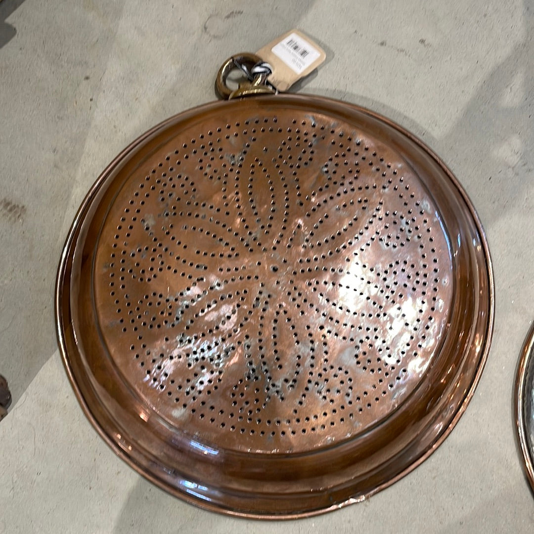 14” Vintage Copper Sieve Colander Passoire