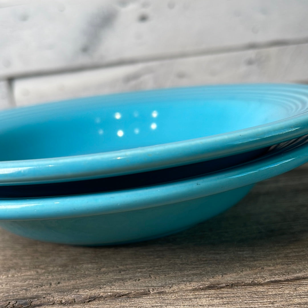 Vintage Fiestaware Turquoise Rim Soup Bowl