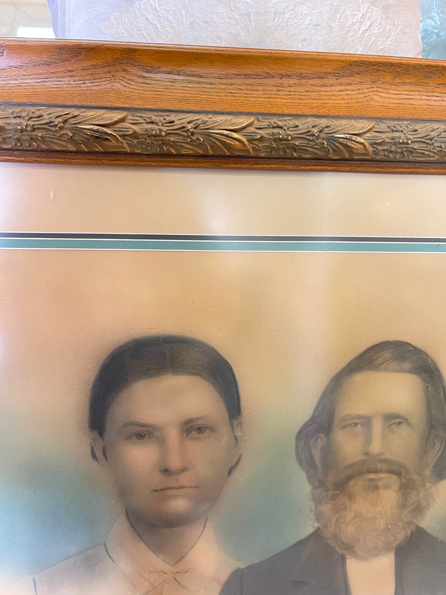Charcoal and Pastel Husband and Wife Framed 19th Century Artwork