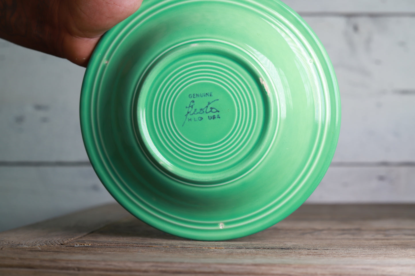 Vintage Fiestaware Light Green Rim Soup Bowl