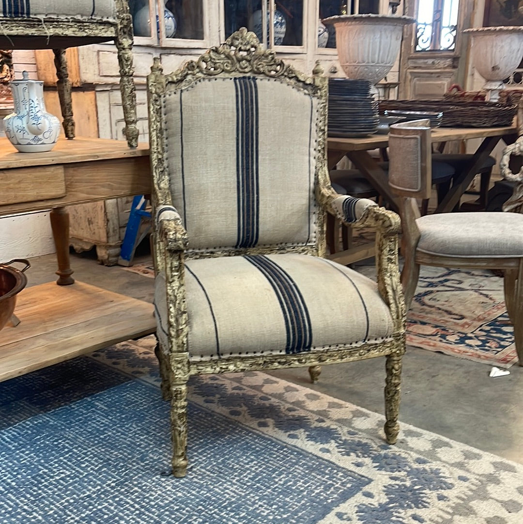 French Striped 1800s Chairs