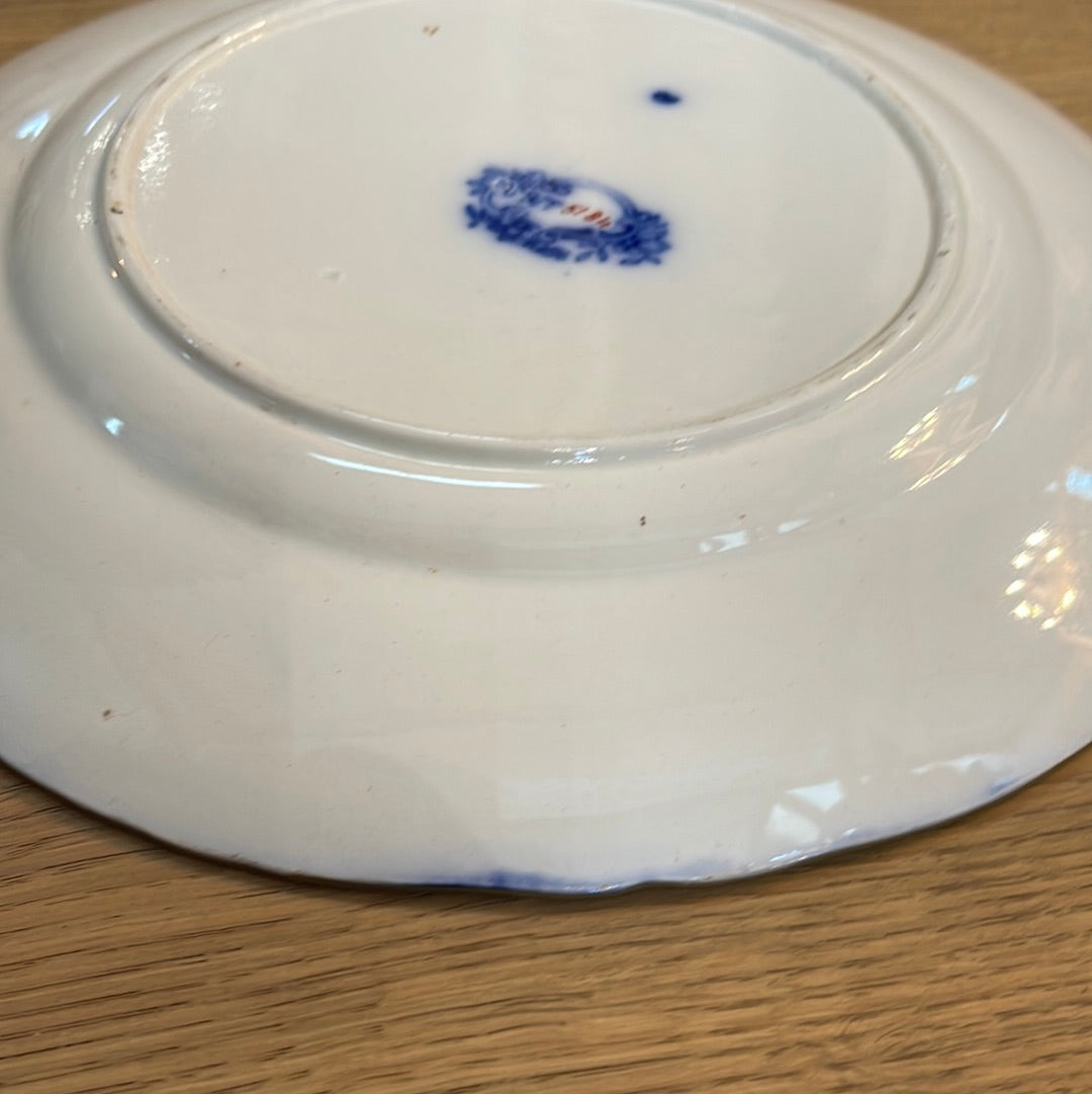 Early Minton B.B New Stone 10.25” Dish Blue Polychrome Flow Antique Pattern No 5184