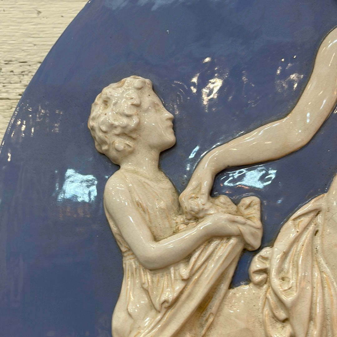 Large Blue & White Glazed Plaque from Home
