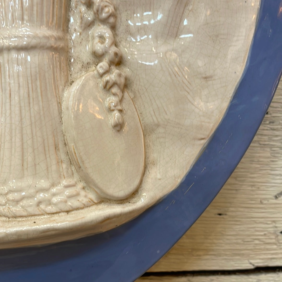 Large Blue & White Glazed Plaque from Home