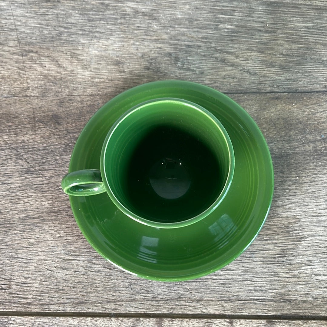 Forest Green Fiesta Ware Cup and Saucer
