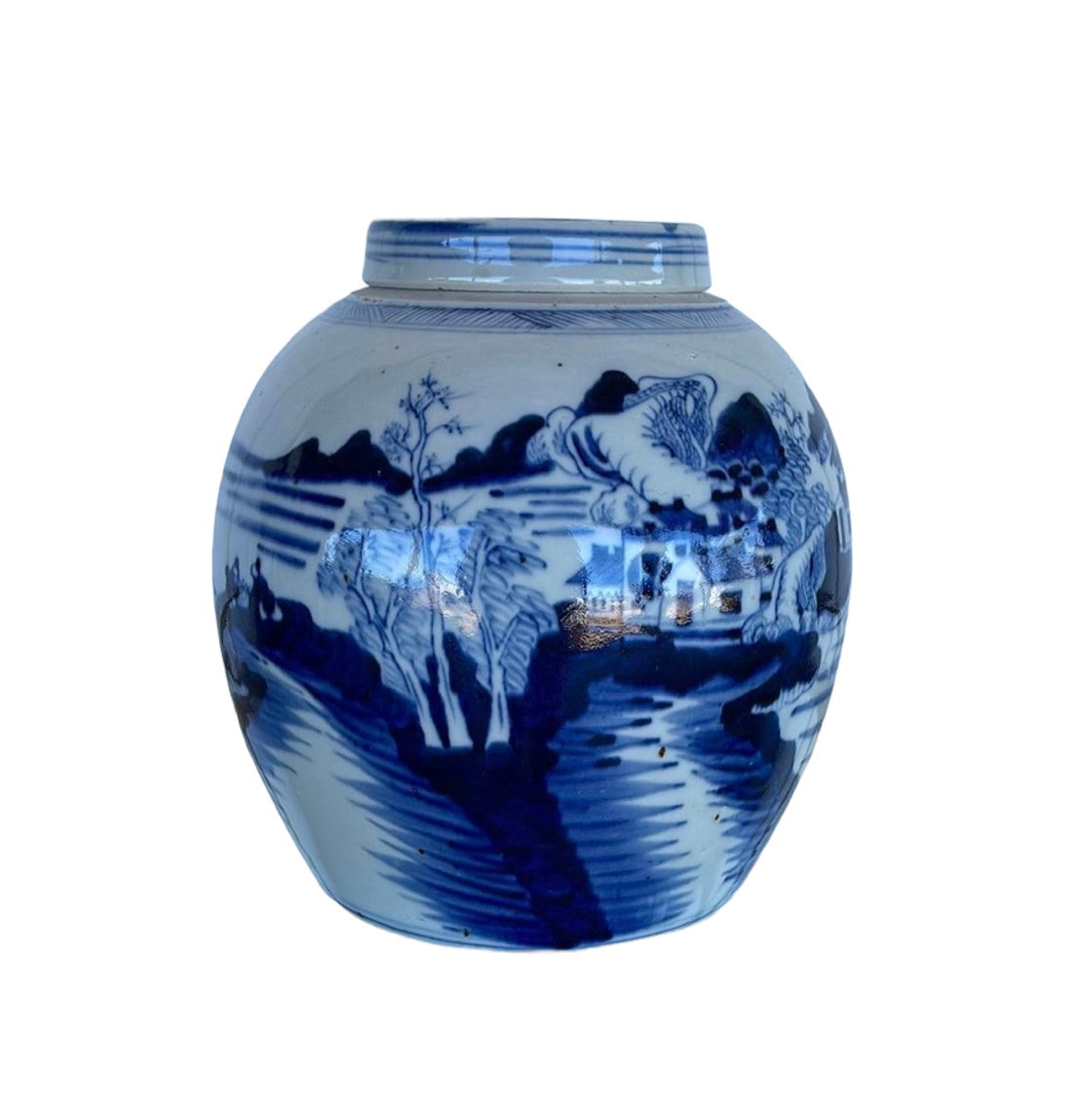 Blue and White Chinese Vase With a Lid - 1950s