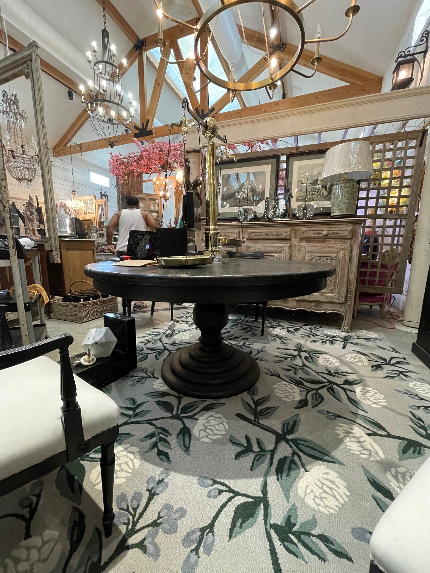 Black Round Reclaimed Dining Table