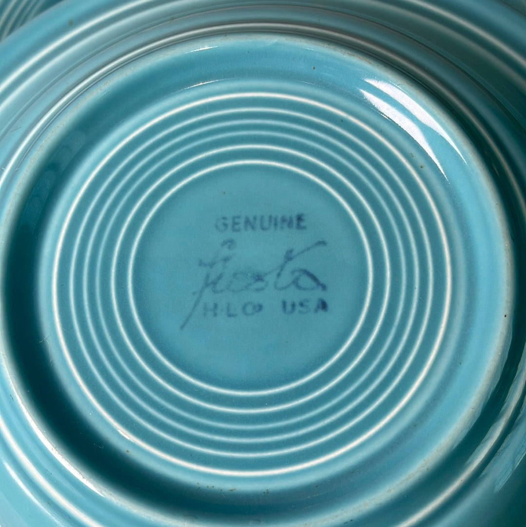 Vintage Fiestaware Turquoise Rim Soup Bowl