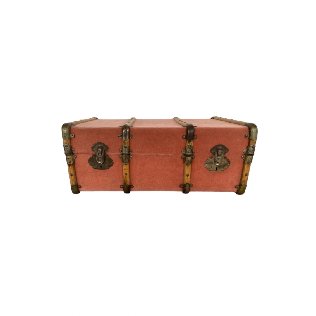 Vintage Pink Velvet Travel Trunk
