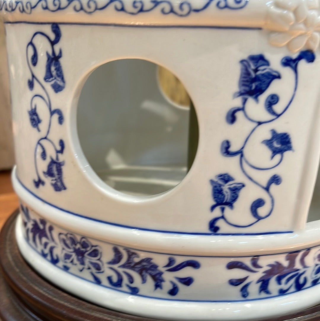 Blue & White Porcelain Bird Cage Lamp