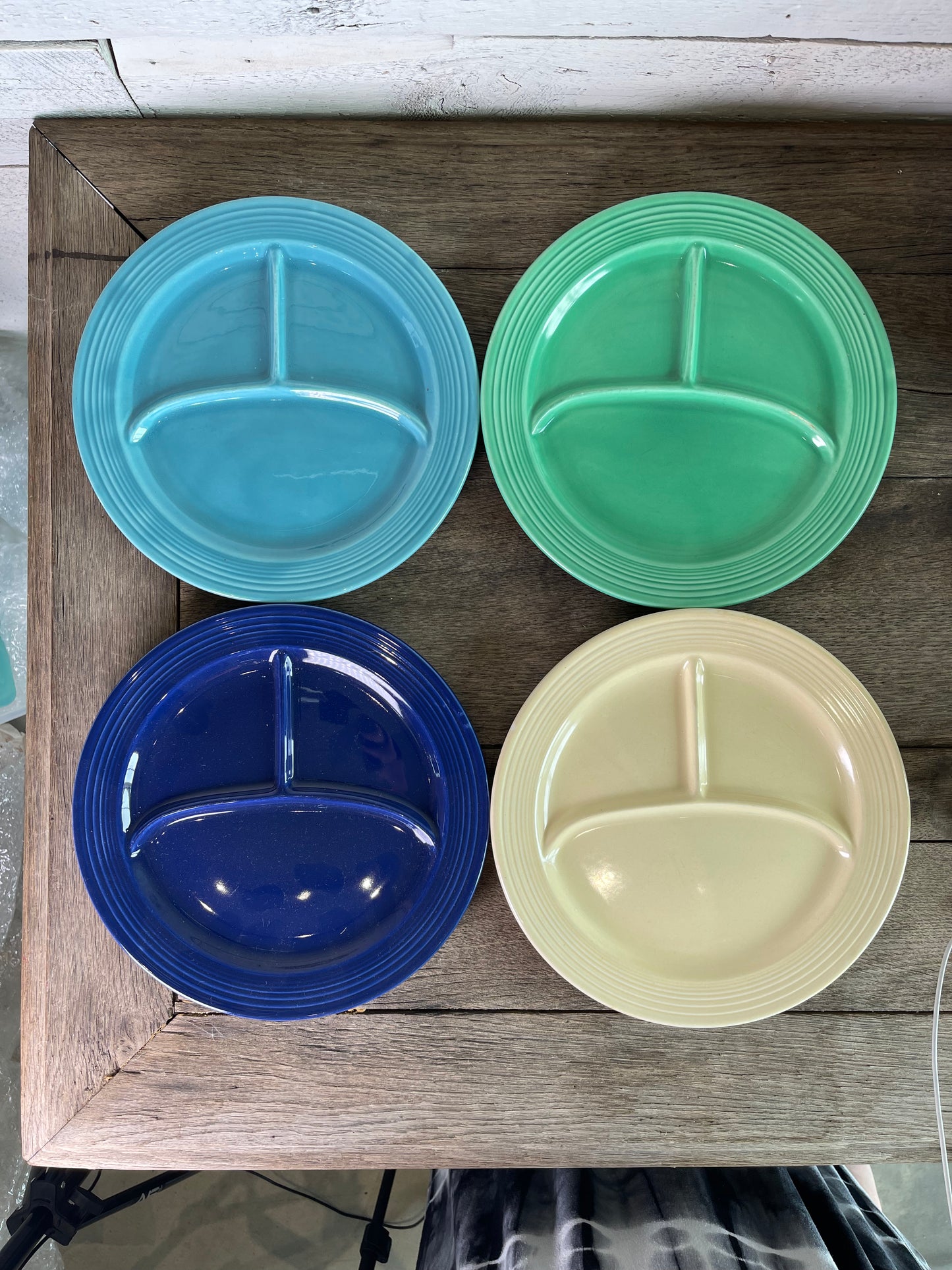 Set of 4 Vintage Homer Laughlin Fiesta Fiestaware Compartment Plate 10"