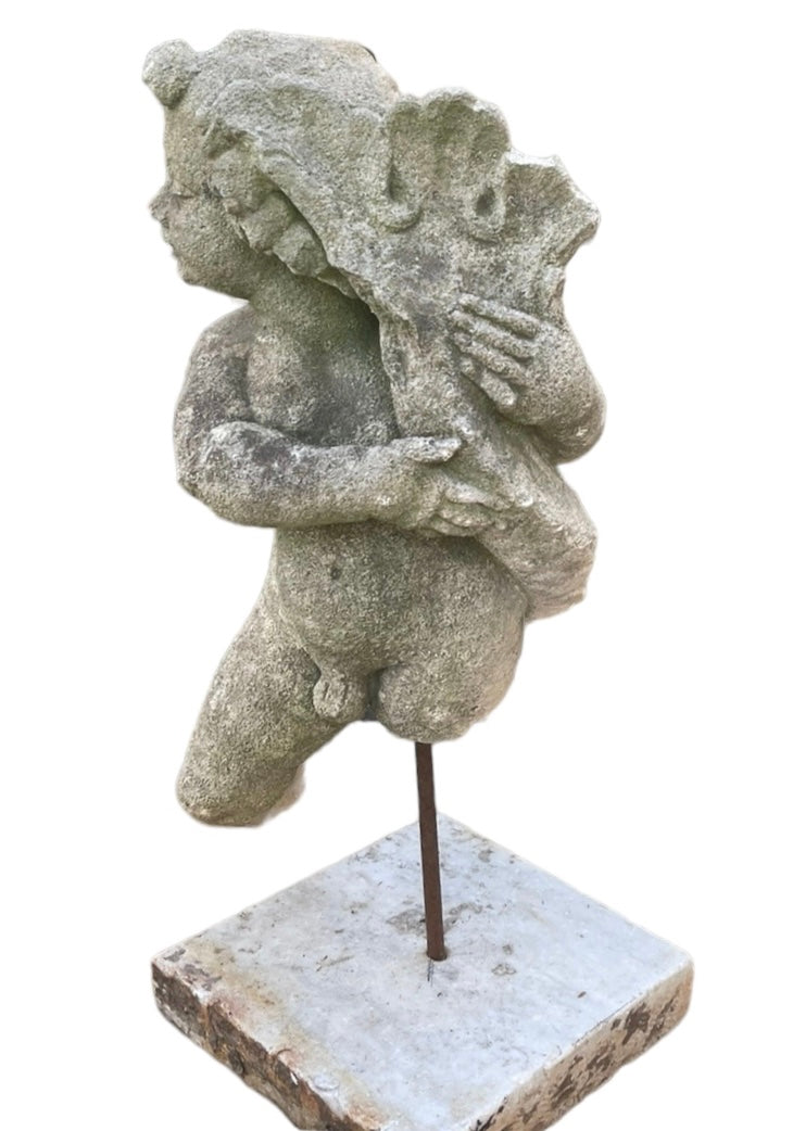 Concrete Angel on Stand