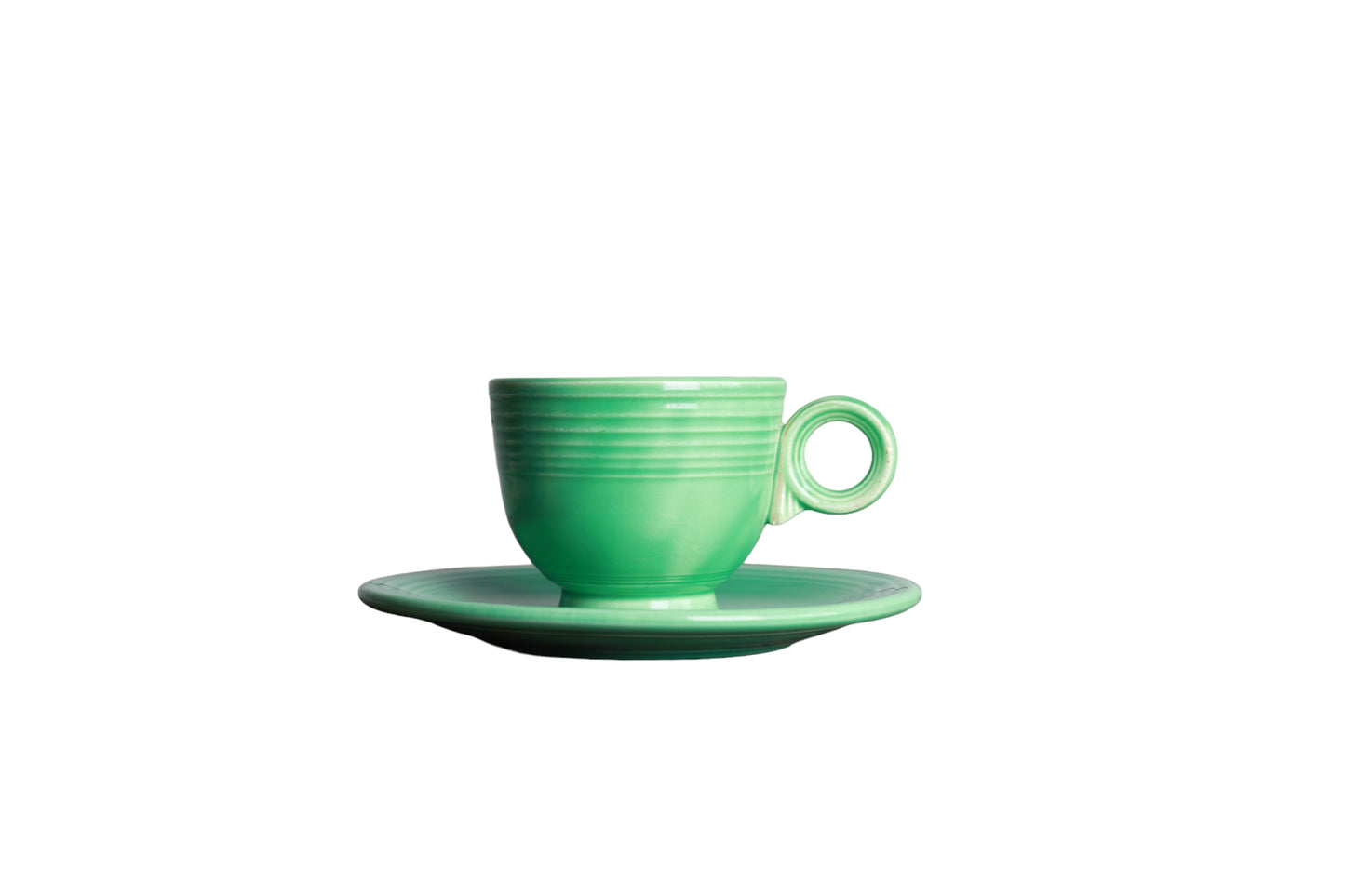Vintage Fiestaware Fiesta HLC Ring Handle Cup & Saucer in light green