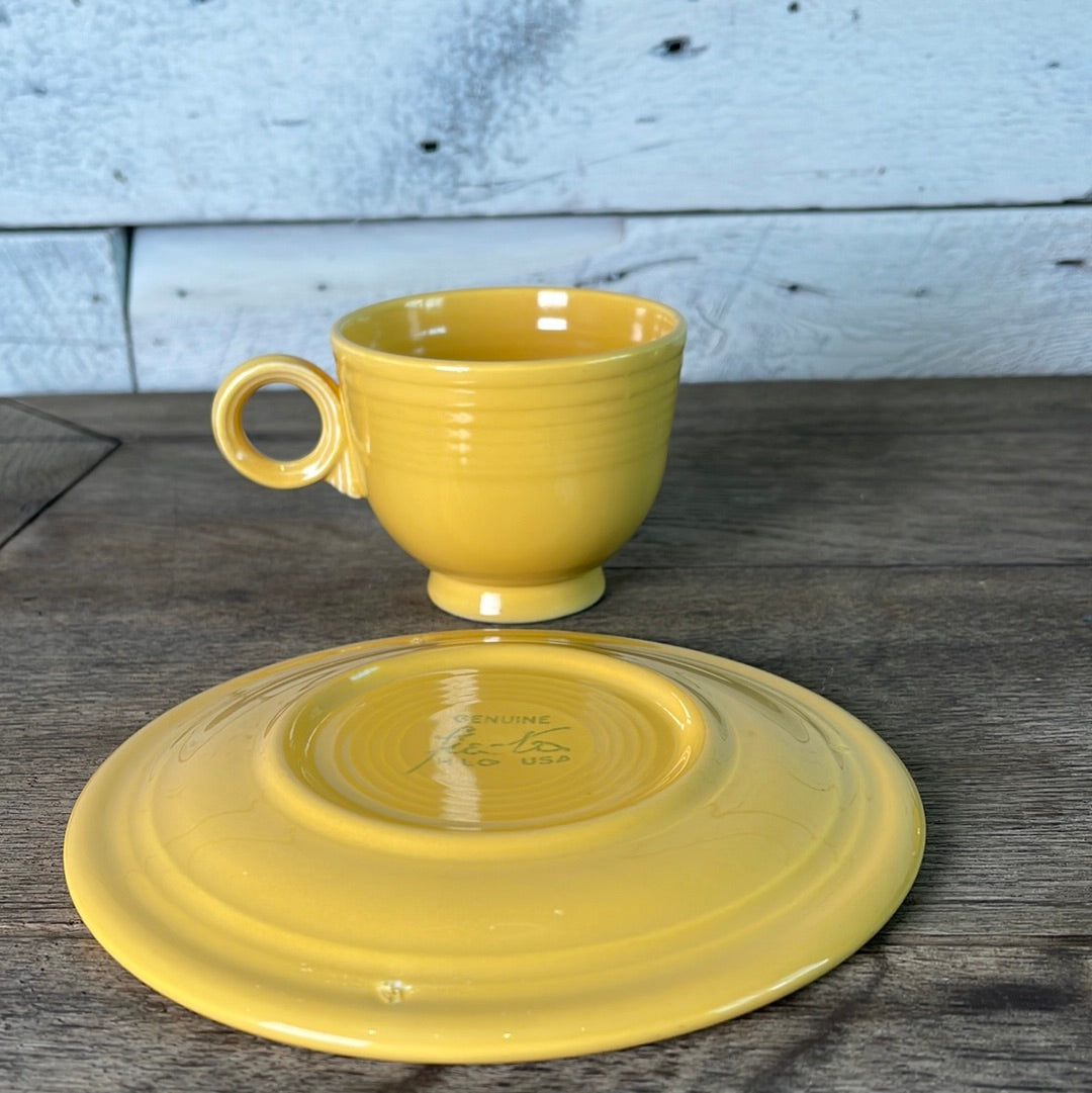 Antique Gold Fiesta Ware Cup and Saucer