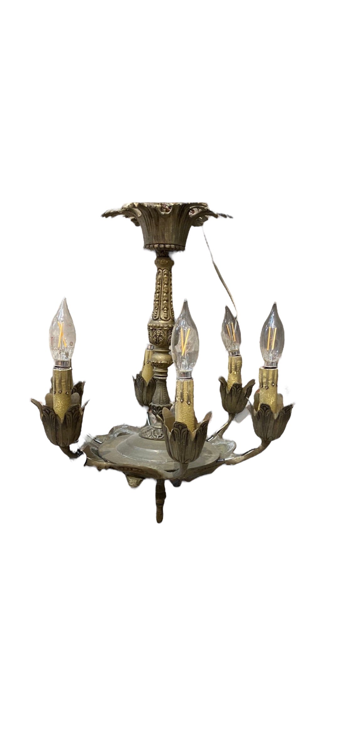 5 Light Brass Patina Chandelier