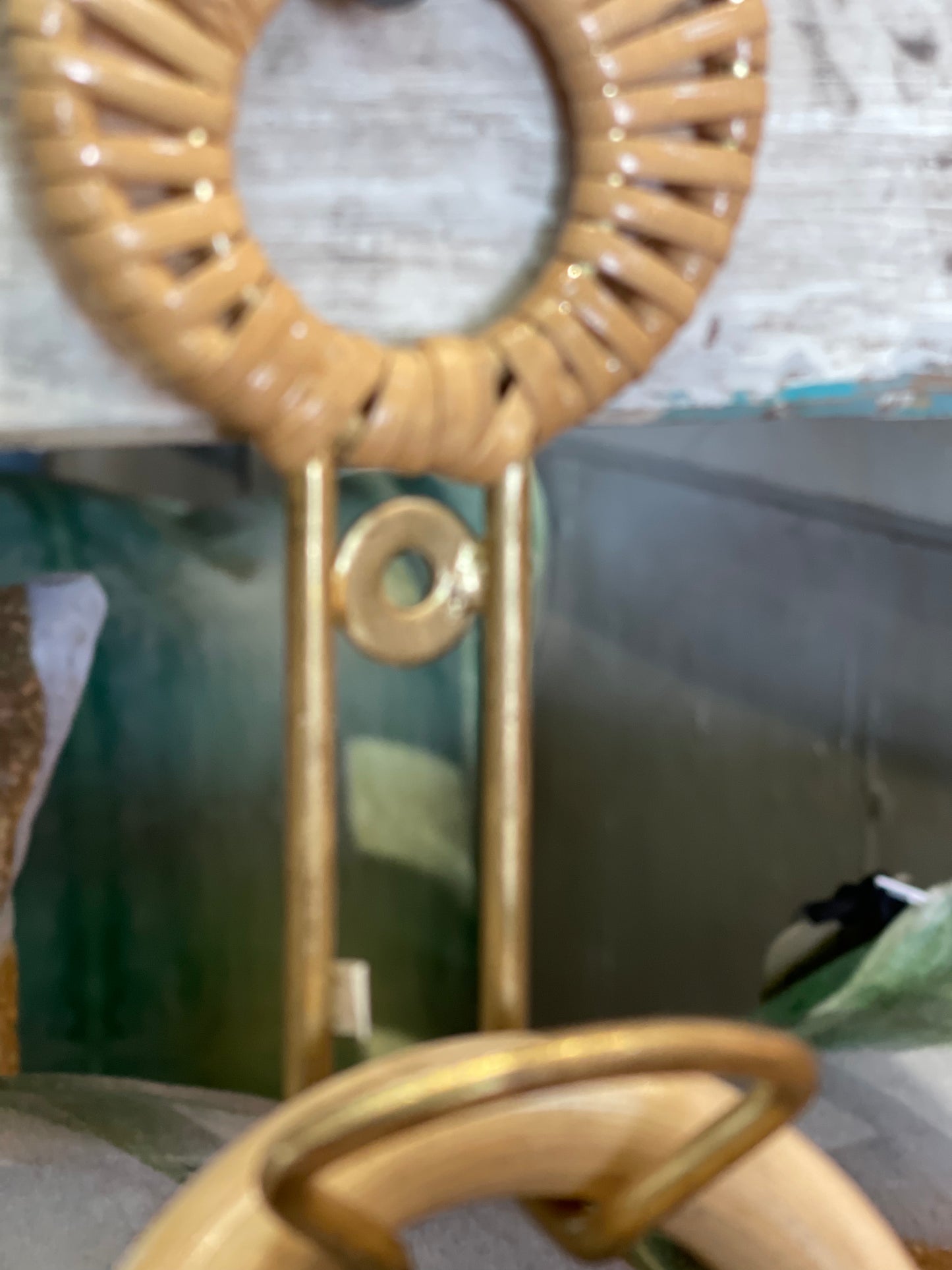 32” Rattan Mirror with Matching Hangar
