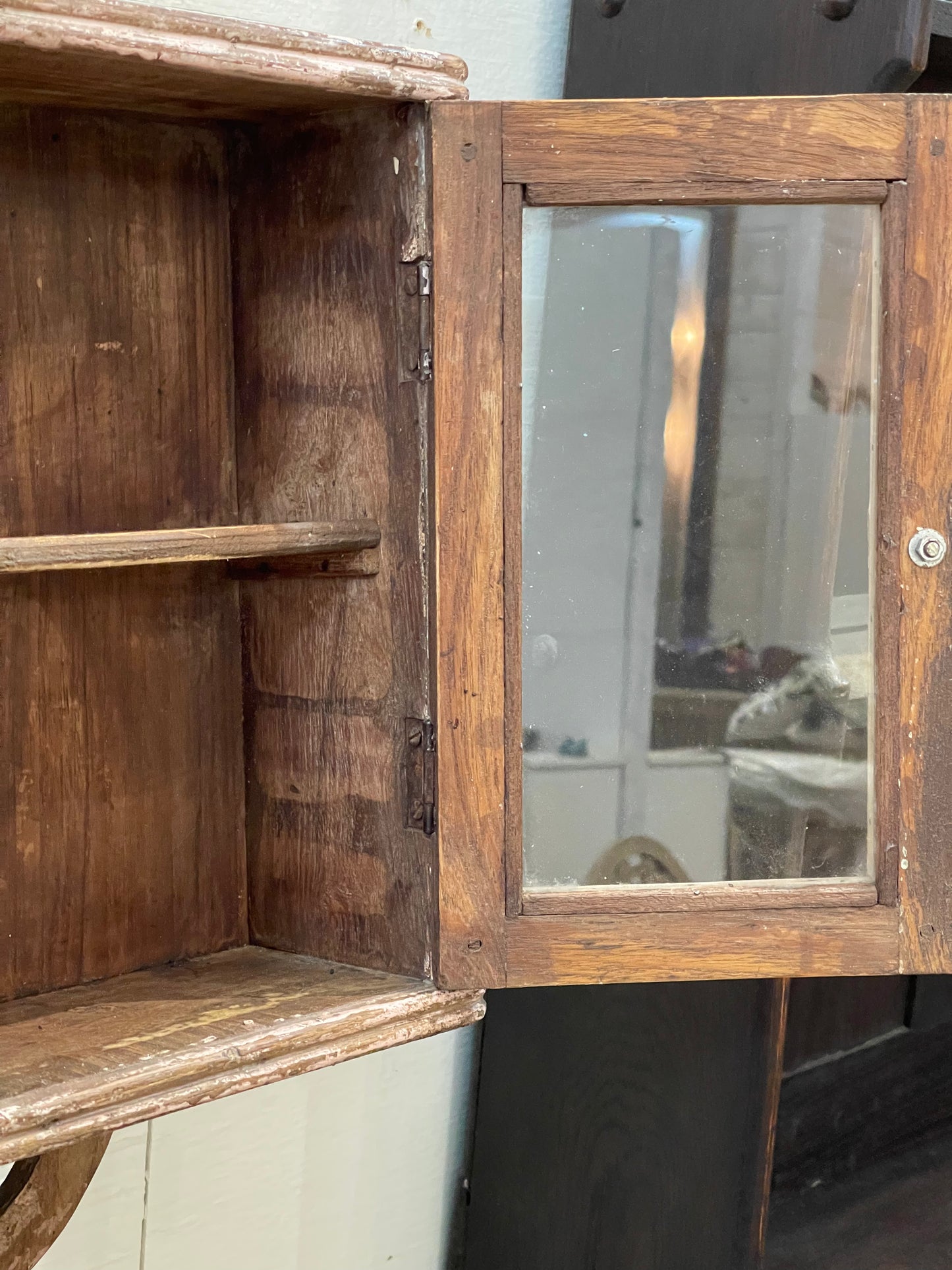 Shelf with Mirror and Towel Bar