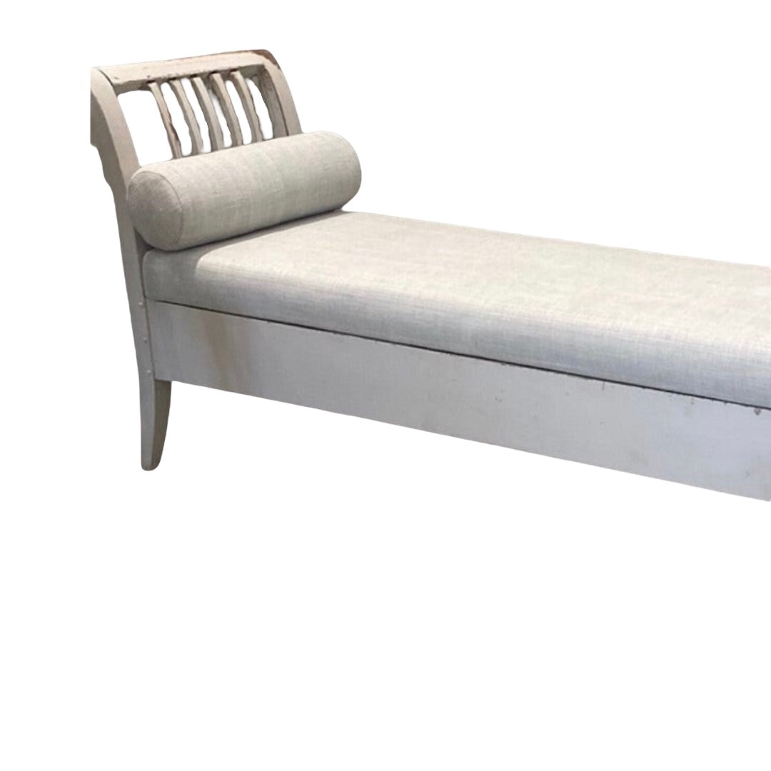 Swedish Bench with Blue Cushion