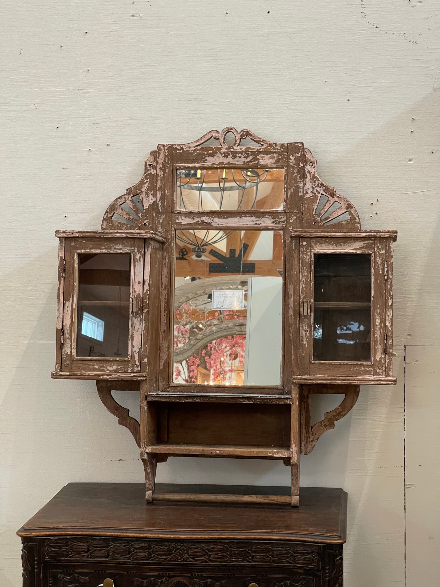 Shelf with Mirror and Towel Bar
