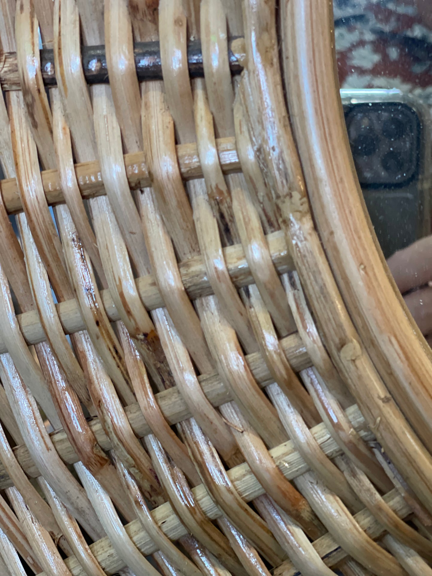 32” Rattan Mirror with Matching Hangar
