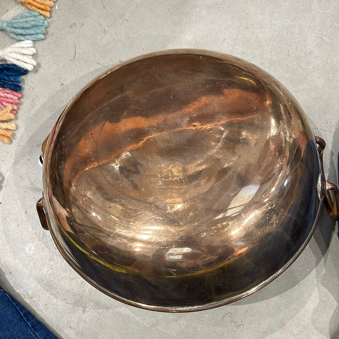 Copper Preserve Pan with Curved Bottom and 2 Handles