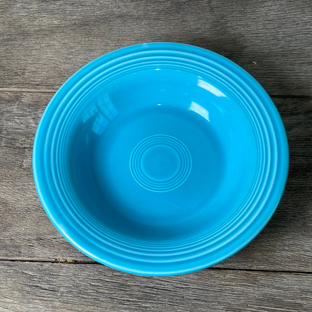 Vintage Fiestaware Turquoise Rim Soup Bowl