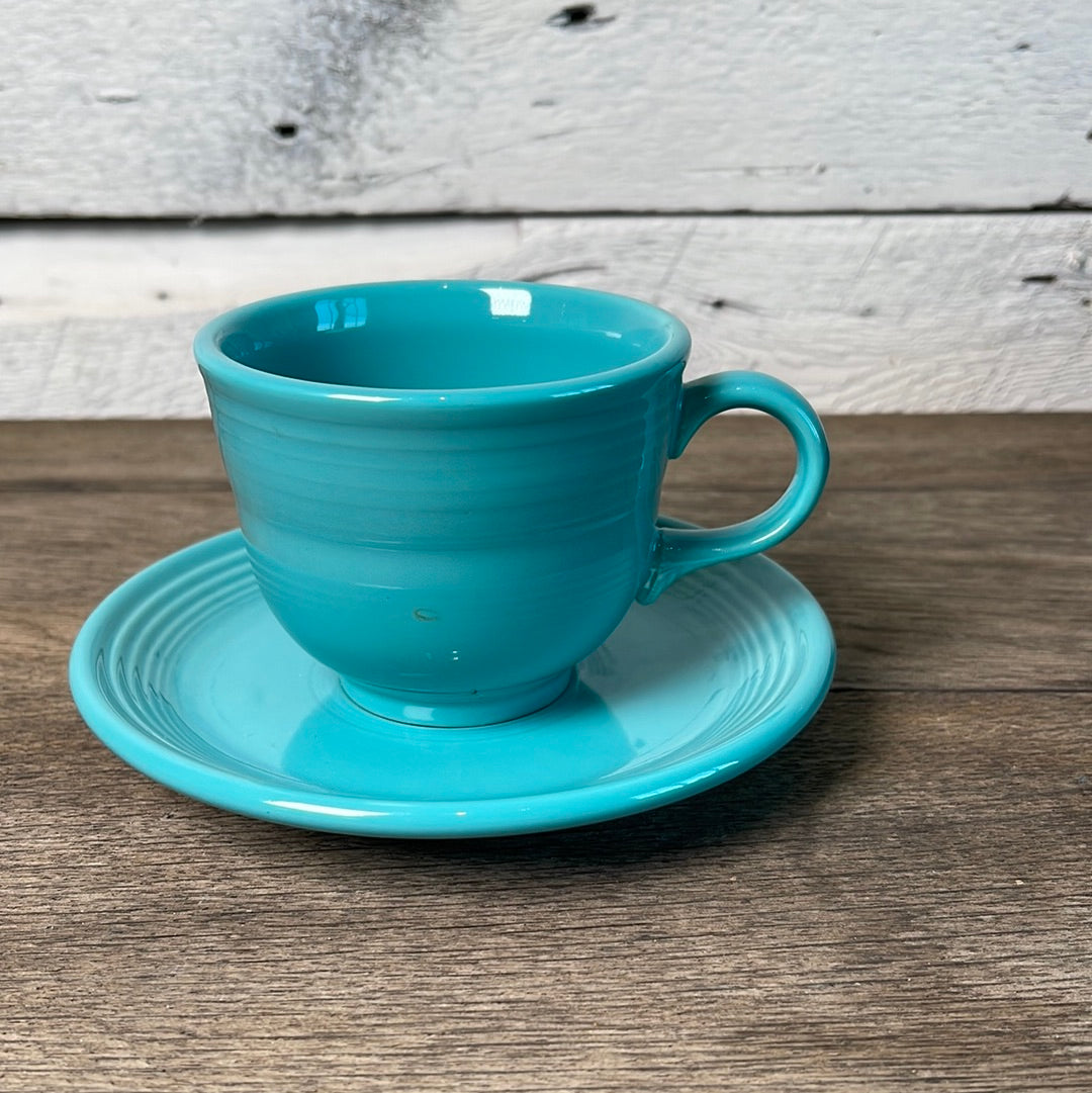 Turquoise Fiestaware Cup and Saucer