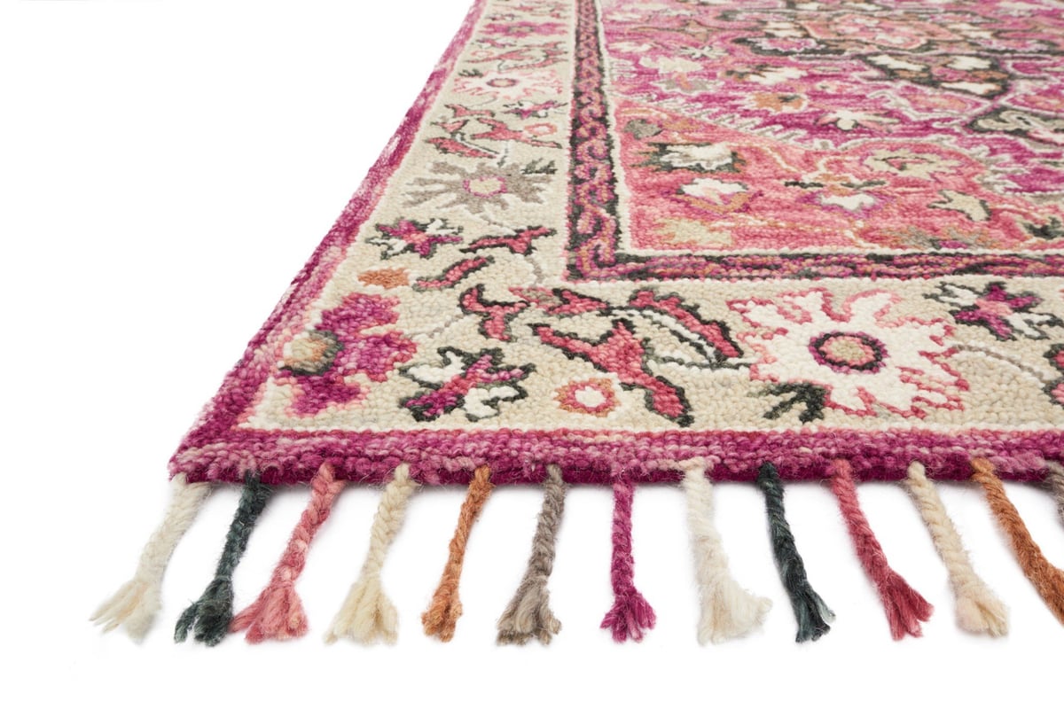 #103 Zharah ZR-05 Raspberry/Taupe Wool Handmade Area Rug - Floor Sample
