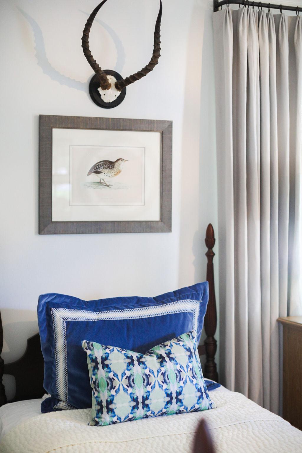 Geometric Navy & Sage Luxury Decorative Throw Pillow 20" x 20" - The White Barn Antiques