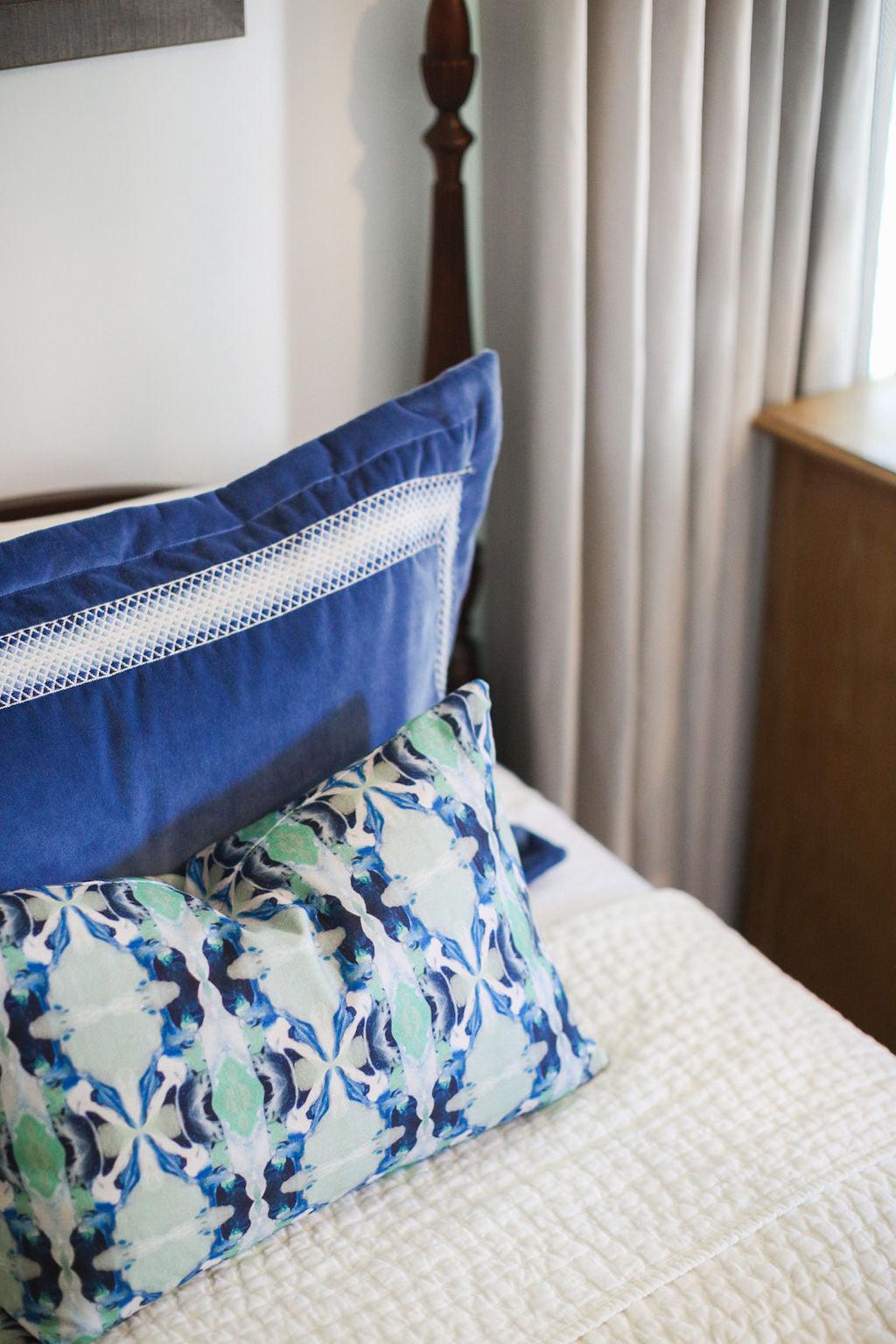 Geometric Navy & Sage Luxury Decorative Throw Pillow 20" x 20" - The White Barn Antiques
