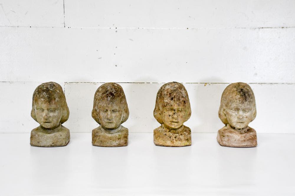Concrete Girl Garden Busts - The White Barn Antiques