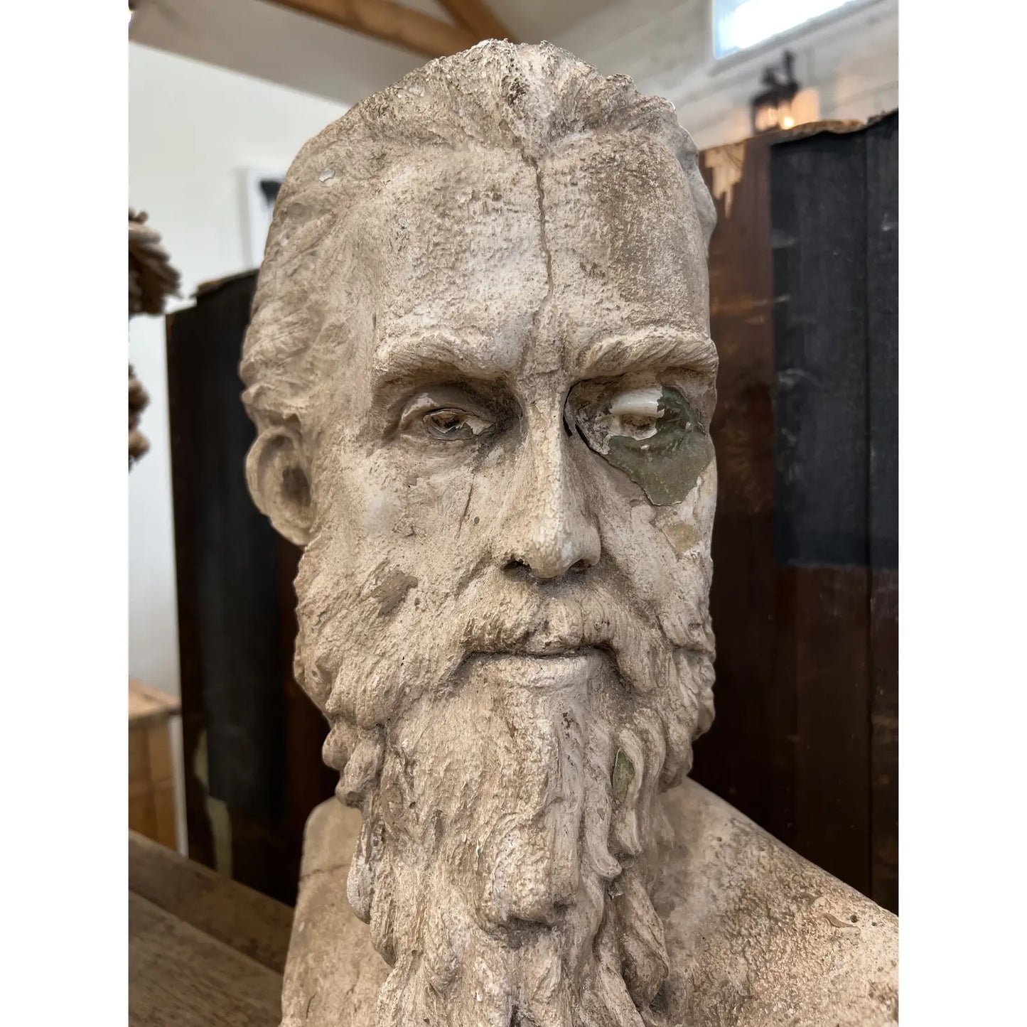 Sculpture of Mans Head - The White Barn Antiques