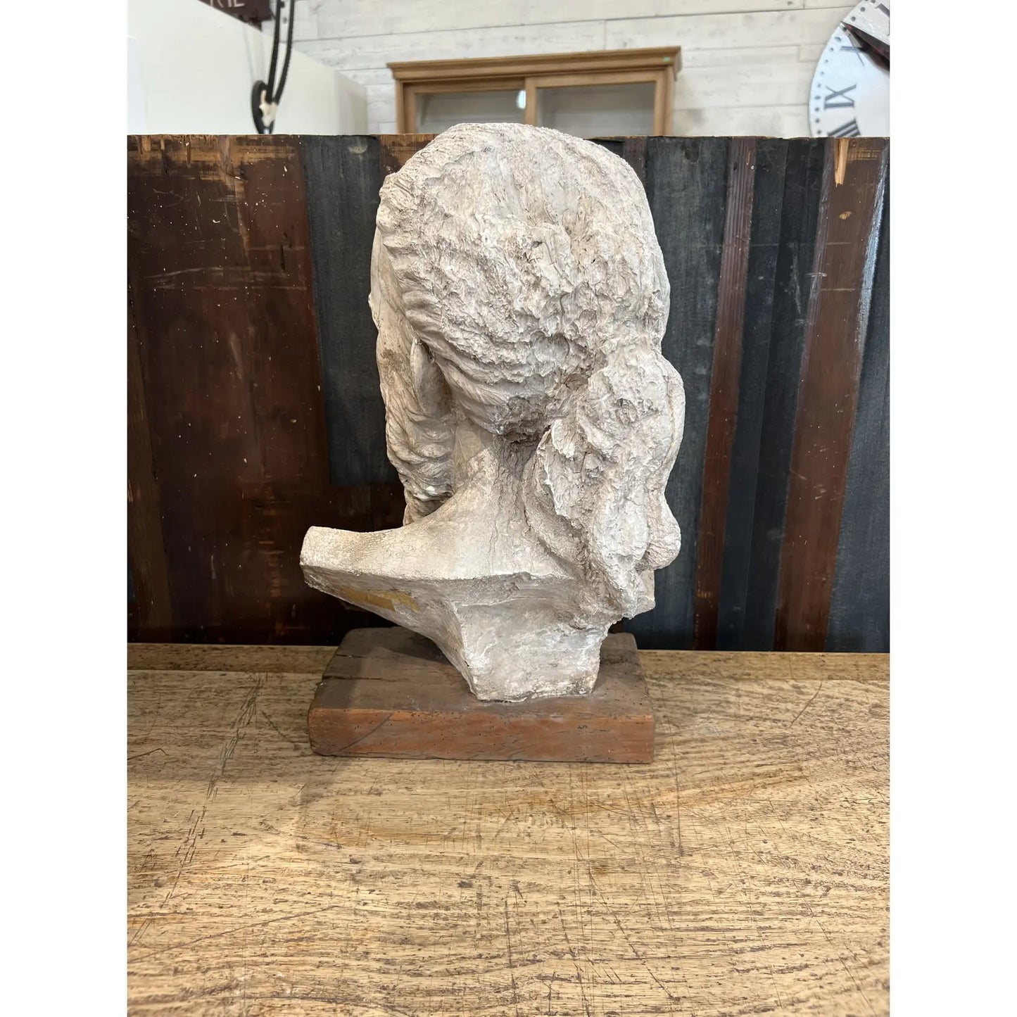 Sculpture of Mans Head - The White Barn Antiques