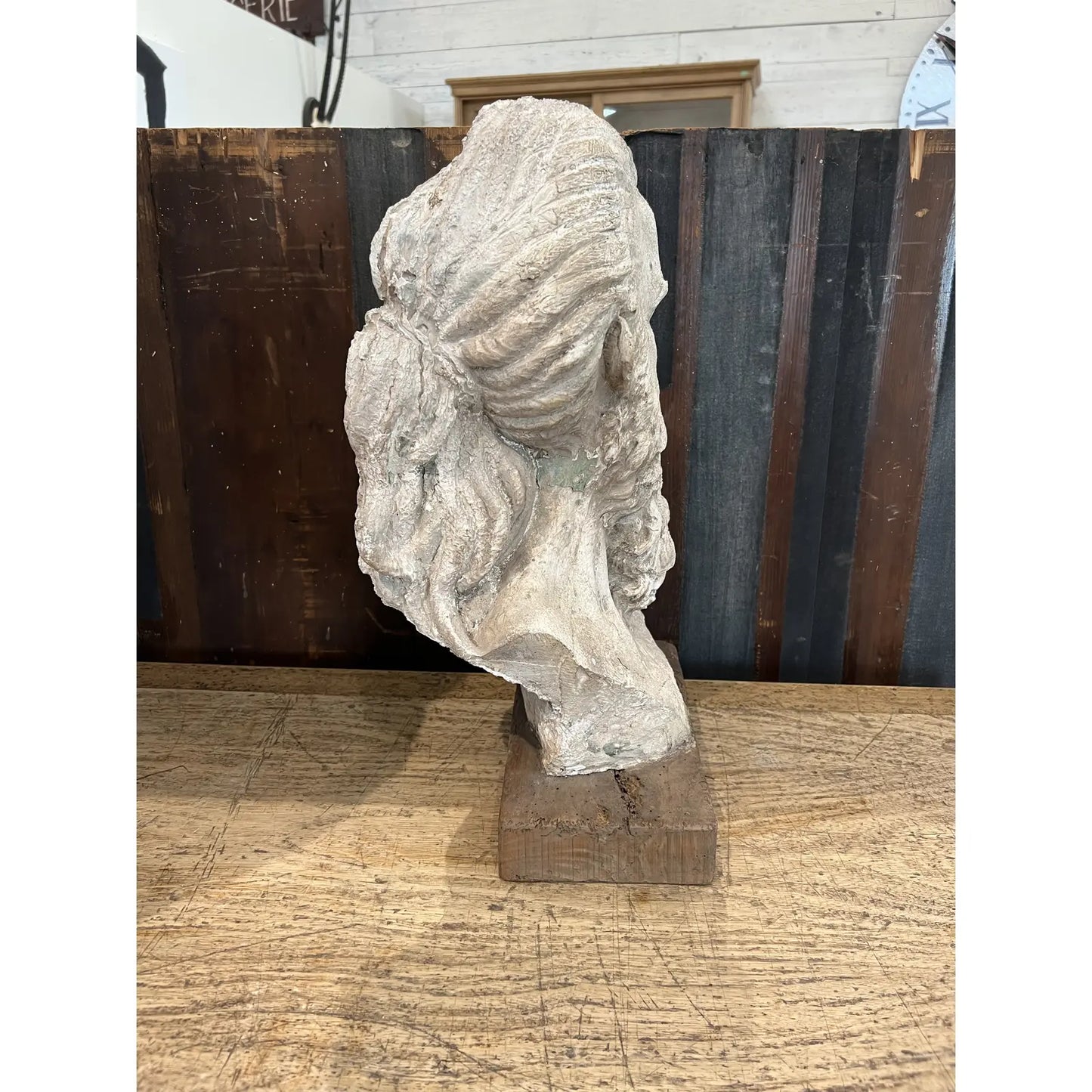 Sculpture of Mans Head - The White Barn Antiques