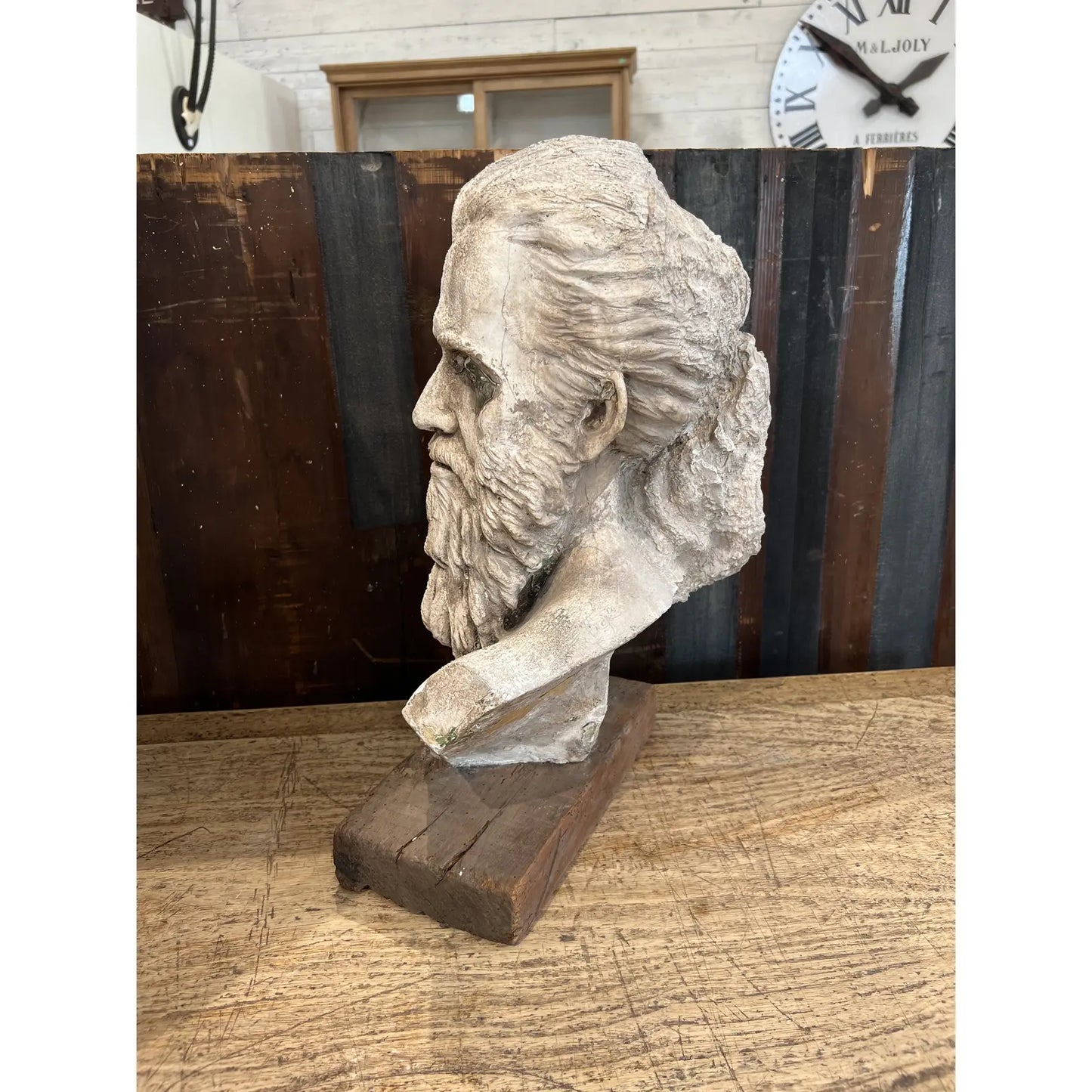 Sculpture of Mans Head - The White Barn Antiques