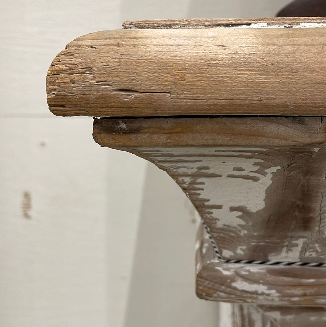 White Washed Pine Column - The White Barn Antiques