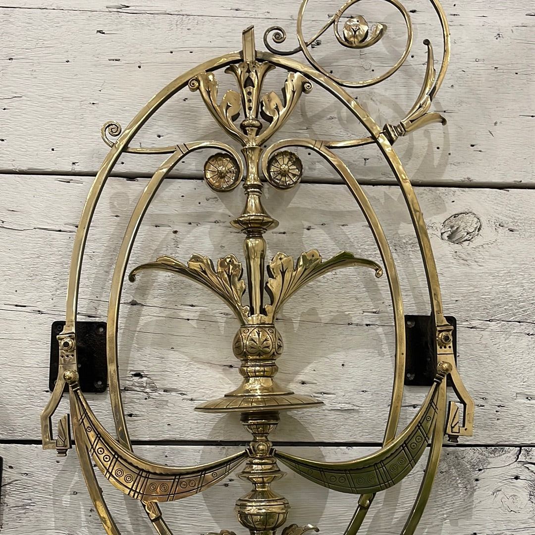 Pair of Decorative Brass Scroll Sconces - The White Barn Antiques
