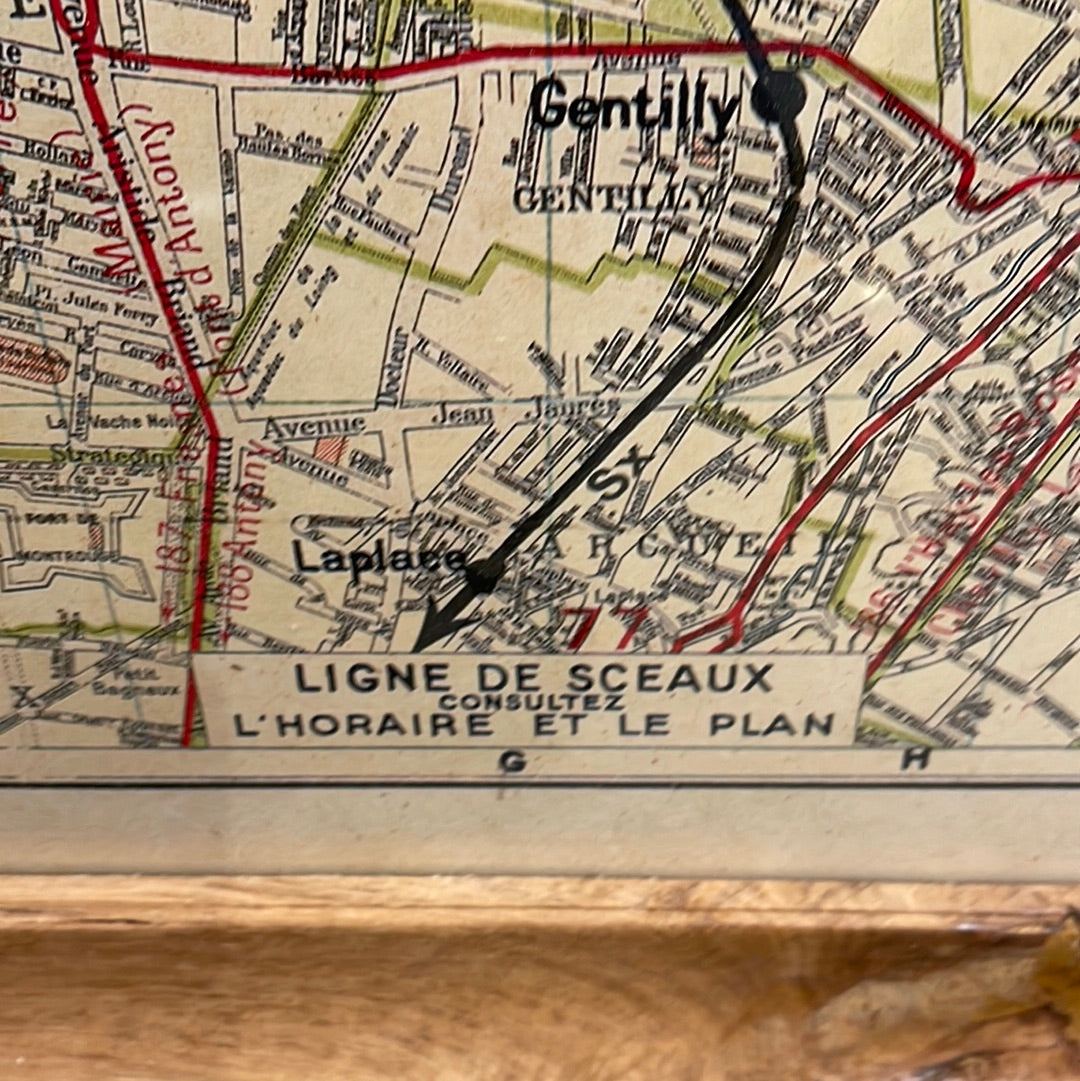 Framed Reproduction Map of Paris Metro dated 1946 - The White Barn Antiques