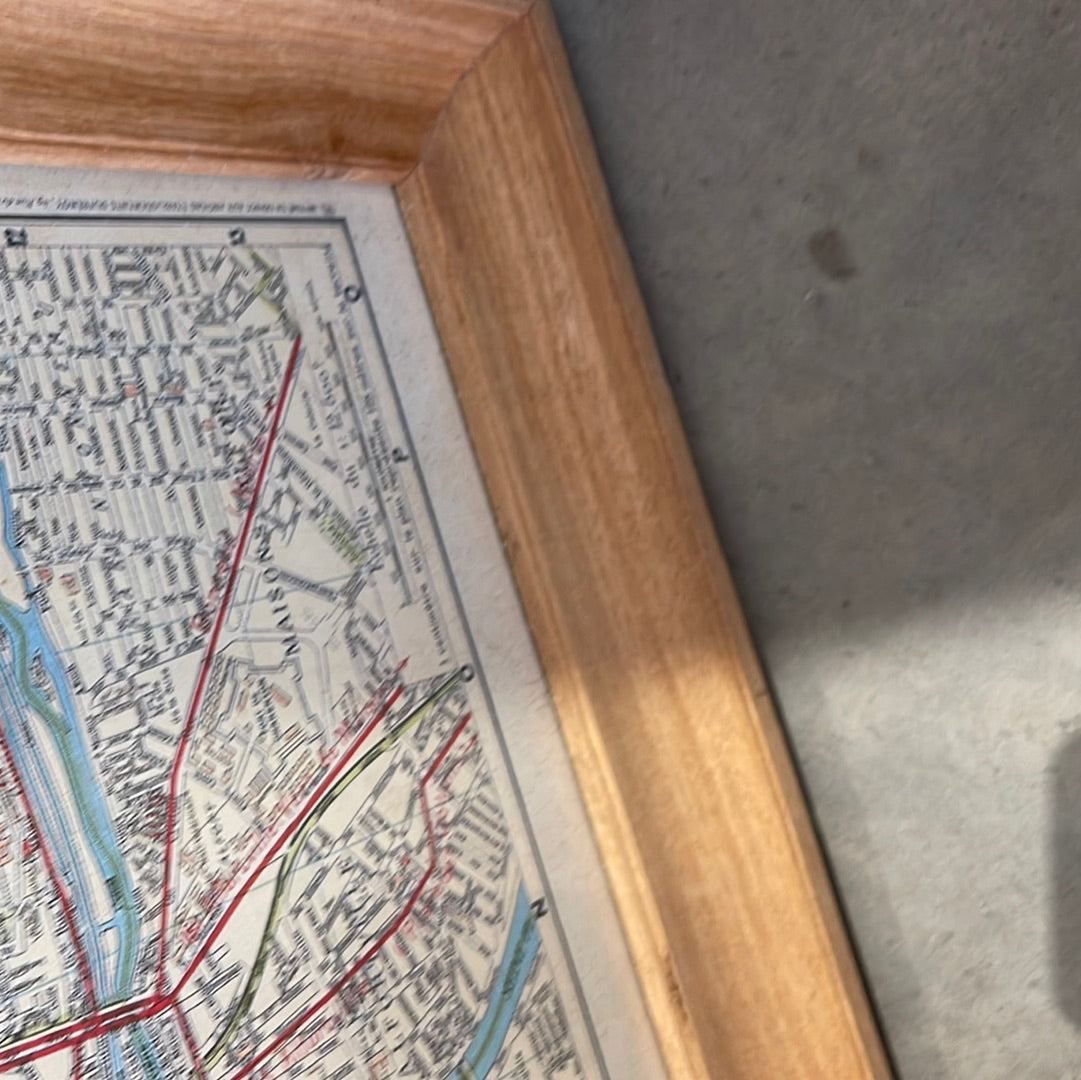 Framed Reproduction Map of Paris Metro dated 1946 - The White Barn Antiques