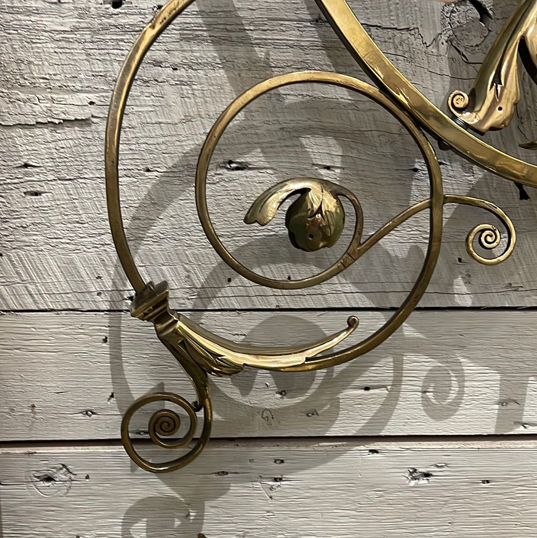 Pair of Decorative Brass Scroll Sconces - The White Barn Antiques