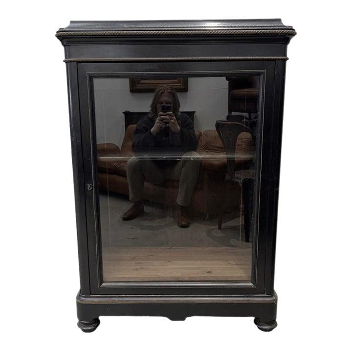 French Napoleon III Era Cabinet With Brass Inlay - The White Barn Antiques